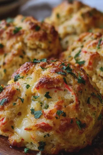 Crab Stuffed Cheddar Bay Biscuits with Lemon Butter
