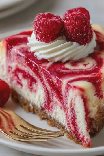 Raspberry Swirl Cheesecake (Easy, No-Gelatin)