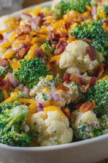 Loaded Broccoli Cauliflower Salad (Low Carb)
