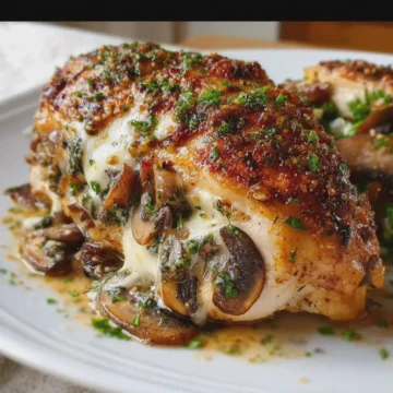 Mozzarella Garlic Mushroom Stuffed Chicken
