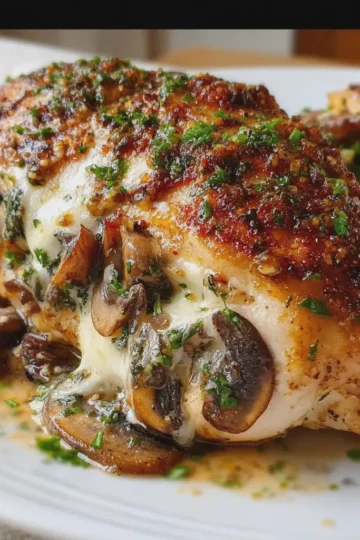 Mozzarella Garlic Mushroom Stuffed Chicken