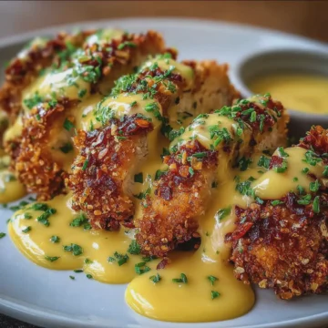 Pretzel Chicken with Mustard-Cheddar Sauce