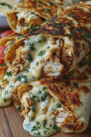 Cheesy Garlic Chicken Wraps