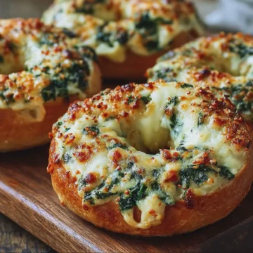 Cheesy Spinach-Artichoke Bagels