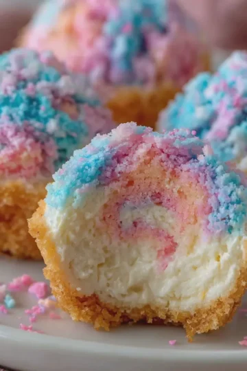 Crispy Cotton Candy Cheesecake Bombs