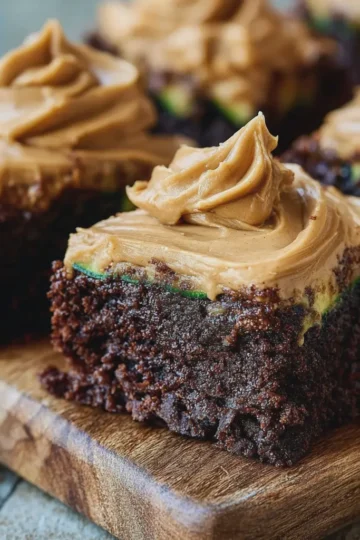 Zucchini Brownies with Peanut Butter Frosting