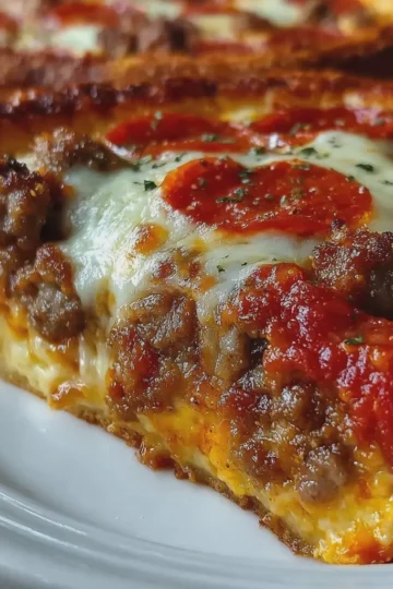 Deep Hamburger, Beef Sausage & Turkey Pepperoni Pie