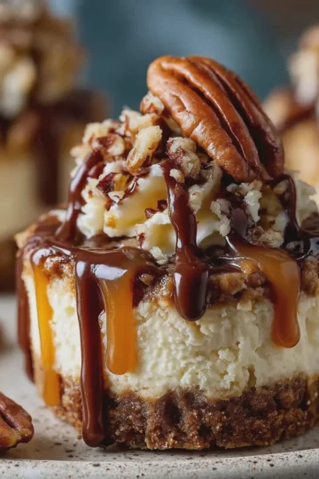 No-Bake Turtle Mini Cheesecakes