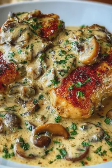 Texas Roadhouse–Inspired Smothered Chicken with Mushroom Cream Sauce