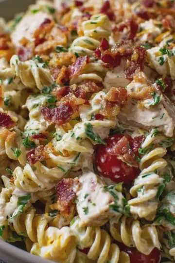 Chicken Turkey Bacon Ranch Pasta Salad