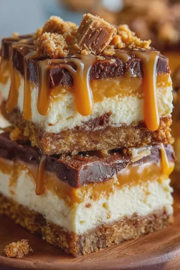 Butterfinger Caramel Cheesecake Bars
