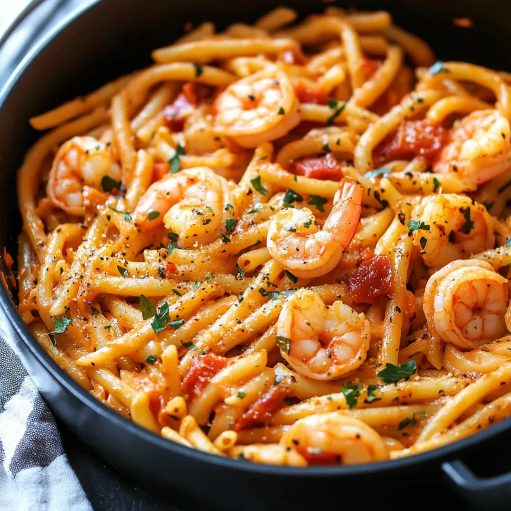 One pan shrimp pasta