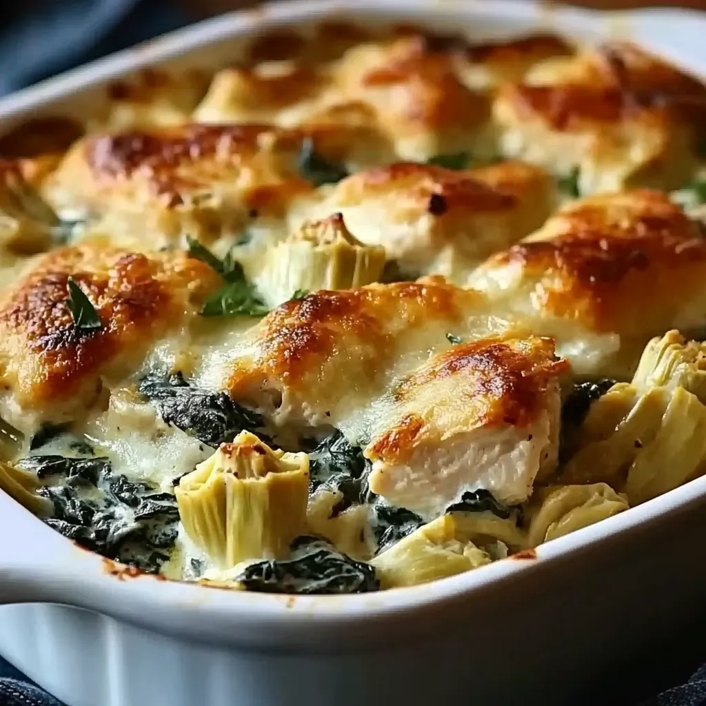 High-Protein Spinach & Artichoke Chicken Casserole
