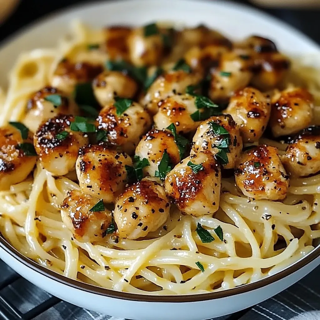 Honey Pepper Chicken & Garlic Cream Pasta