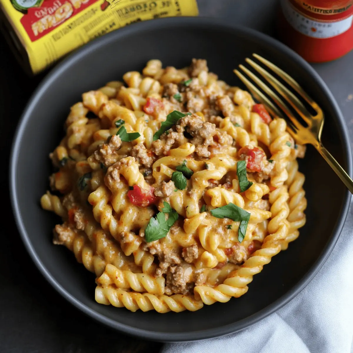 Creamy Rotel Pasta with Ground Beef