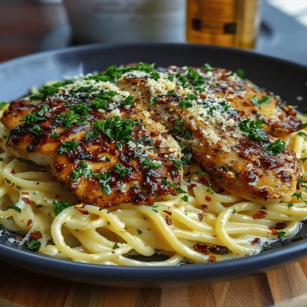 Lemon Garlic Butter Chicken with Creamy Parmesan Linguine