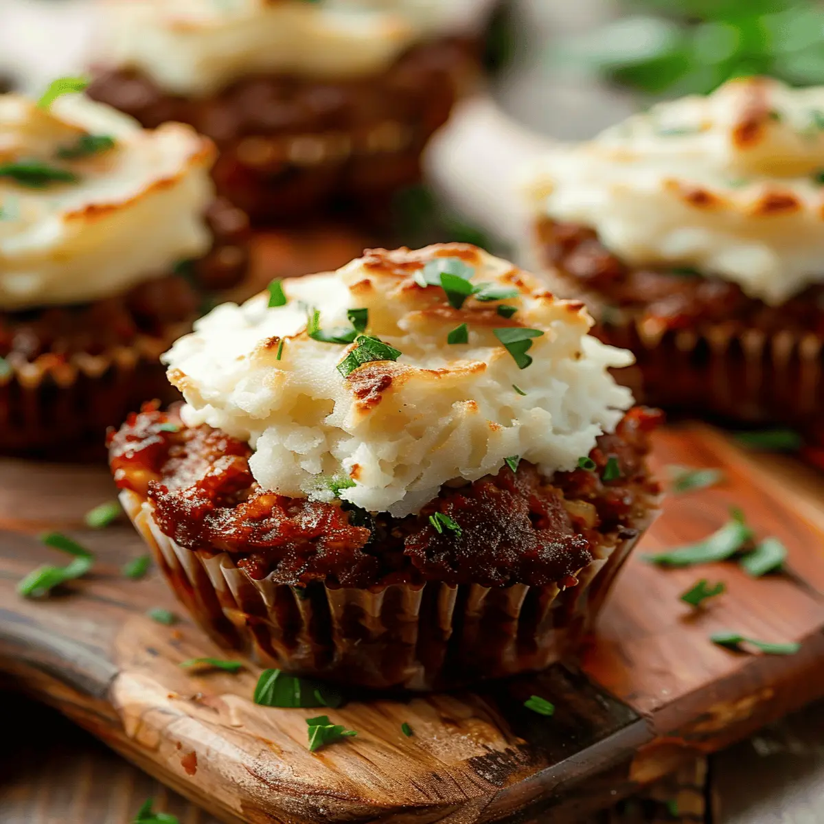 Meatloaf Cupcakes With Whipped Potato Topping
