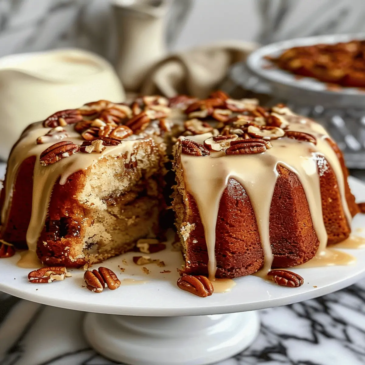 Pecan Caramel Cinnamon Roll Cream Cheese Pound Cake