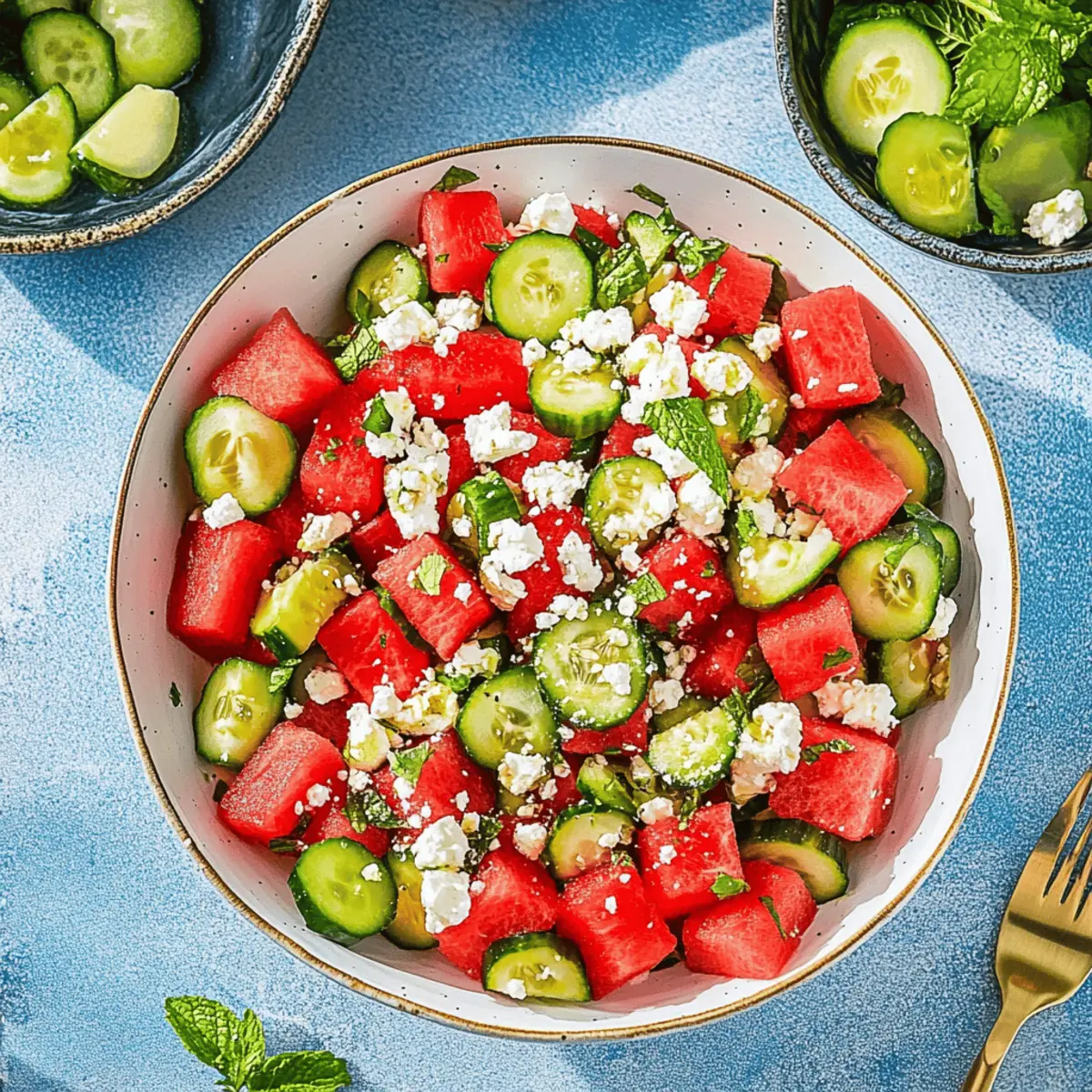 Watermelon Salad with Feta, Cucumber, and Mint