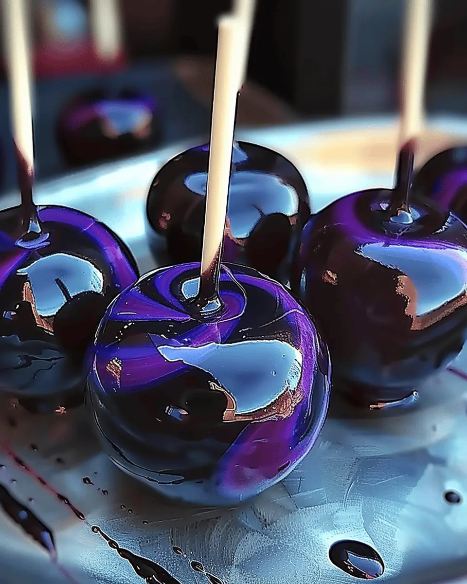 Black Poison Swirl Candy Apples