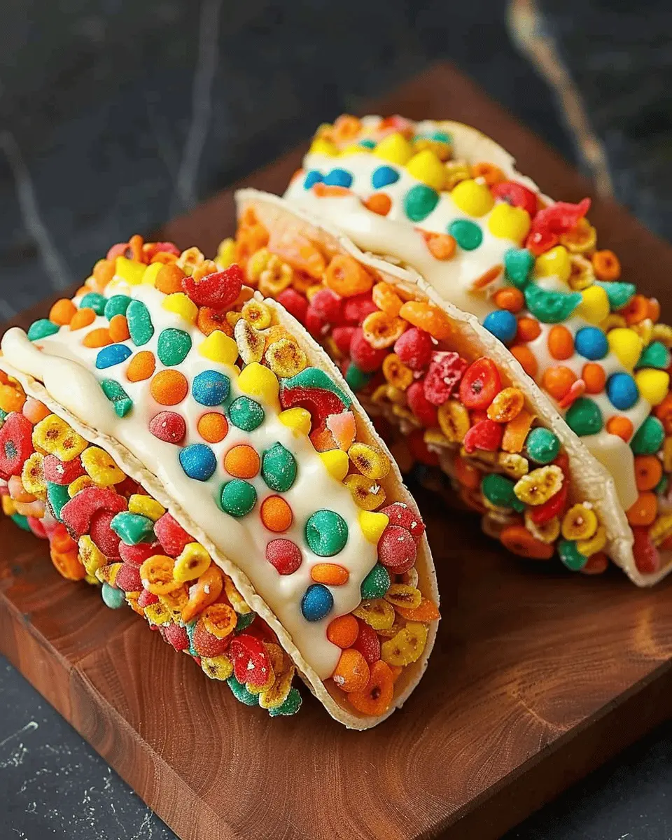 Fruity Pebbles Cheesecake Tacos