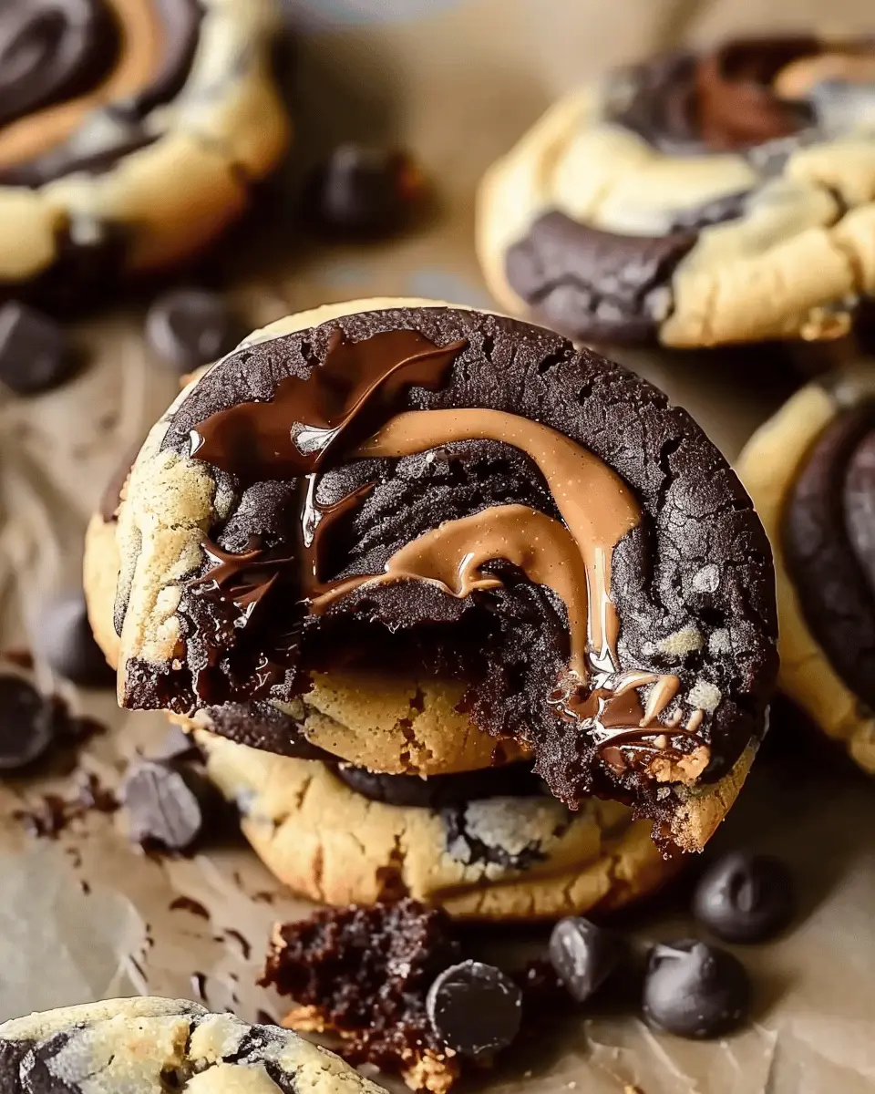 Swirled Brownie Cookies with a Peanut Butter Twist
