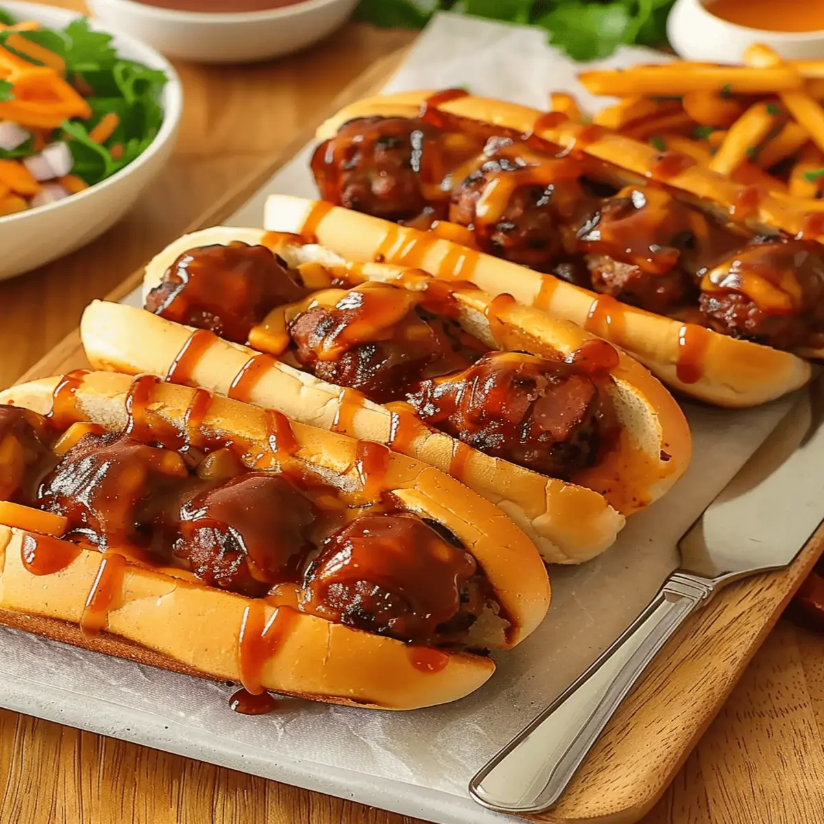 BOURBON BBQ BACON CHEESEBURGER MEATBALL SUBS