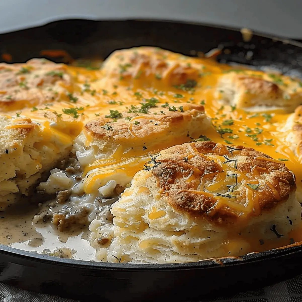 Biscuits Gravy Hashbrown Bake