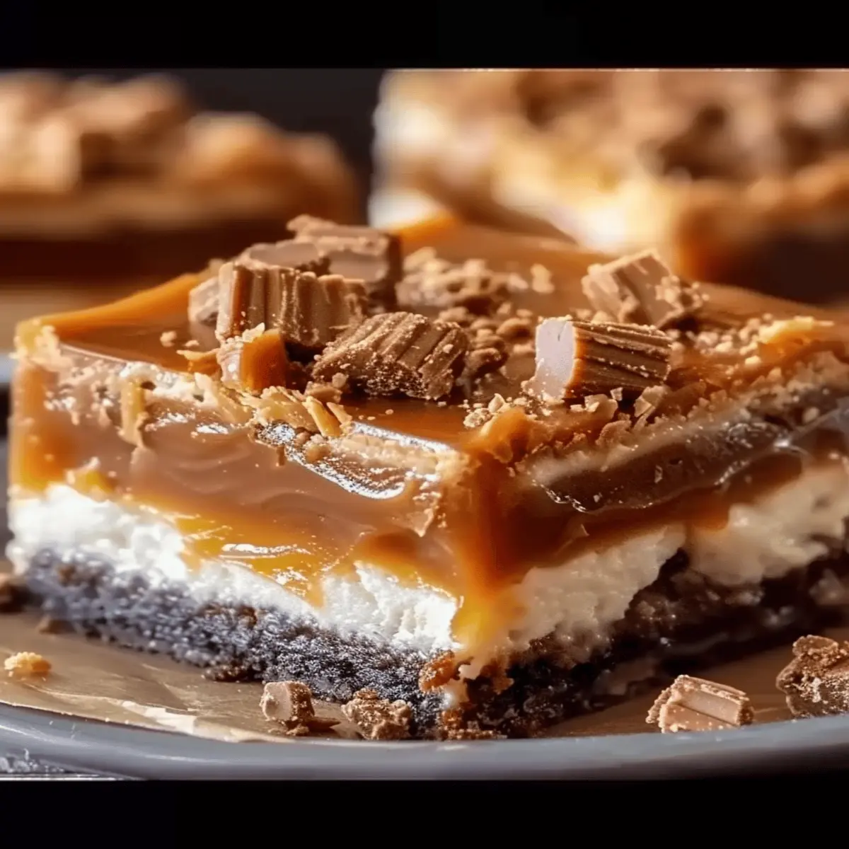 Butterfinger Caramel Cheesecake Bars