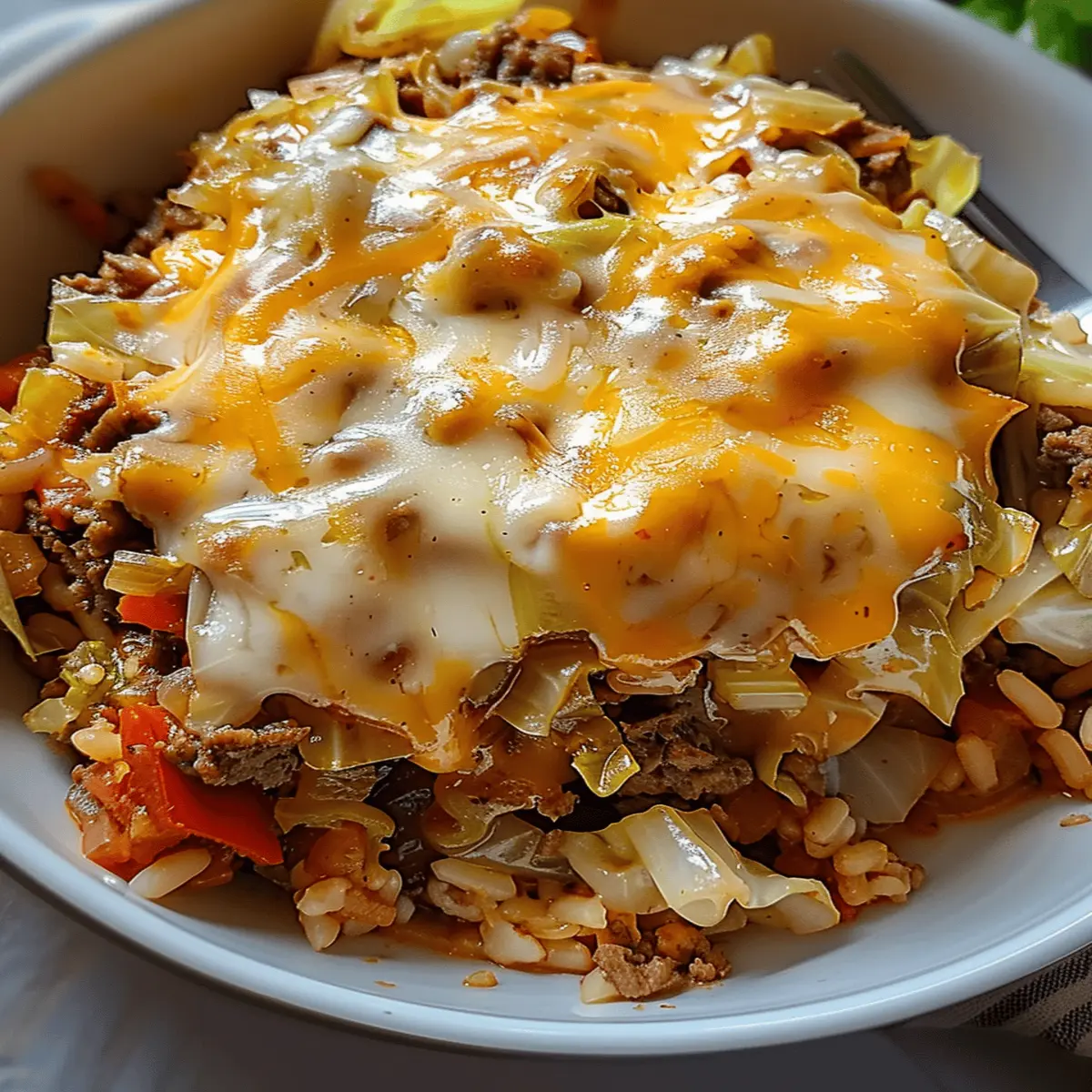 Cheesy Cabbage Beef Casserole