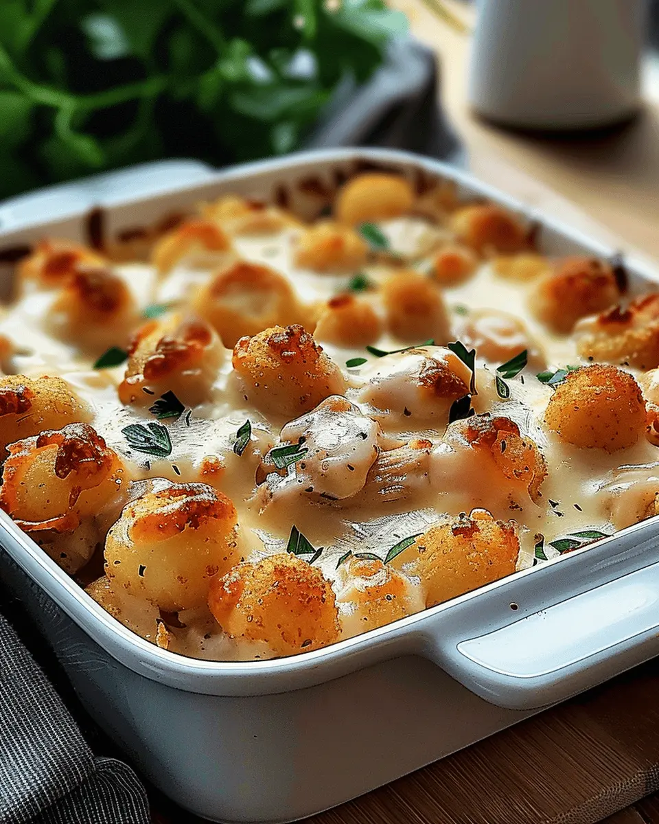 Chicken Alfredo Tater Tot Casserole Recipe