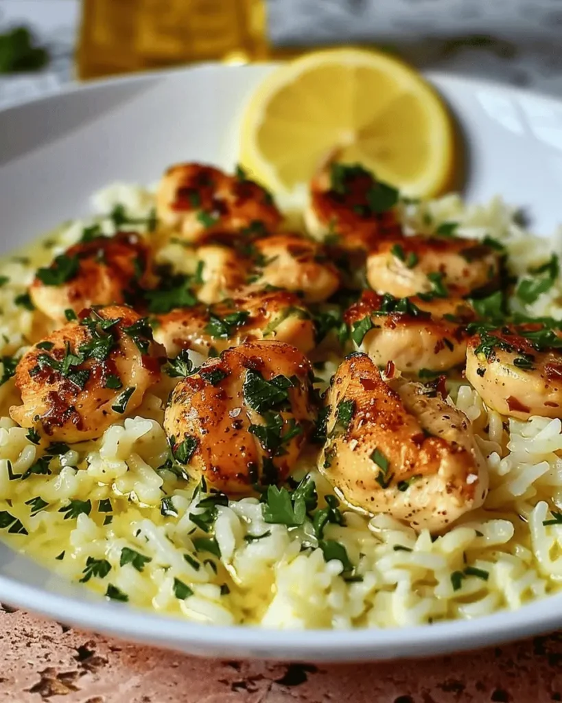 Chicken Scampi with Creamy Garlic Parmesan Rice