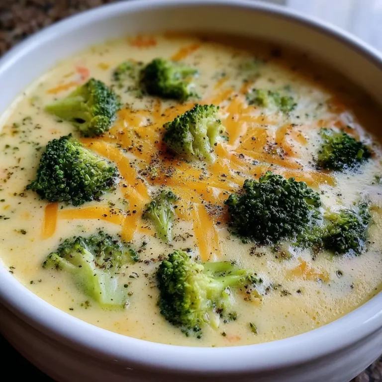 Bowl of creamy broccoli cheese soup topped with shredded cheddar and fresh chives
