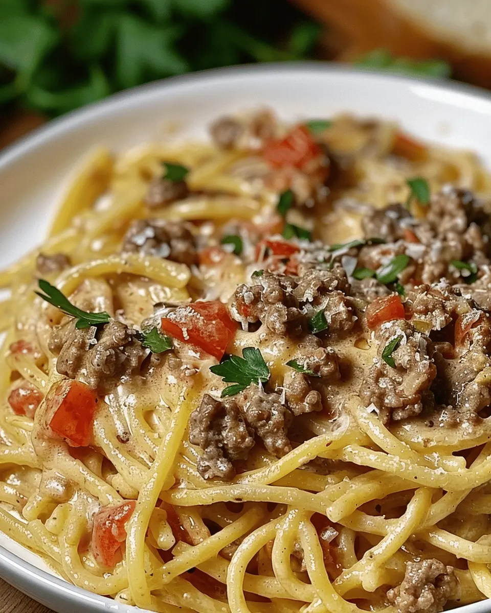 Creamy Italian Spaghetti & Ground Beef