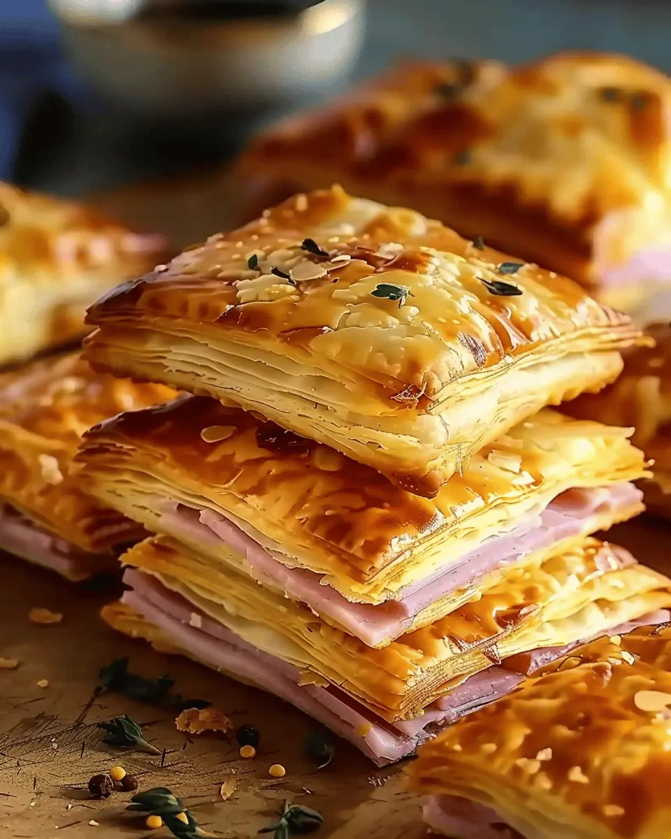 Crispy Ham and Cheese Puff Pastry Squares Recipe