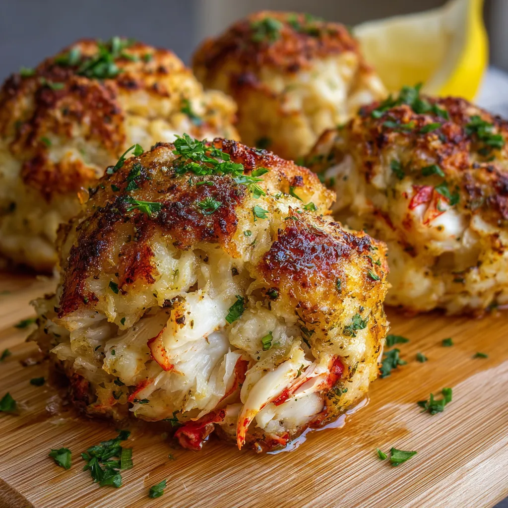 Golden, crispy crab bombs made with jumbo lump crabmeat, served with lemon wedges and parsley