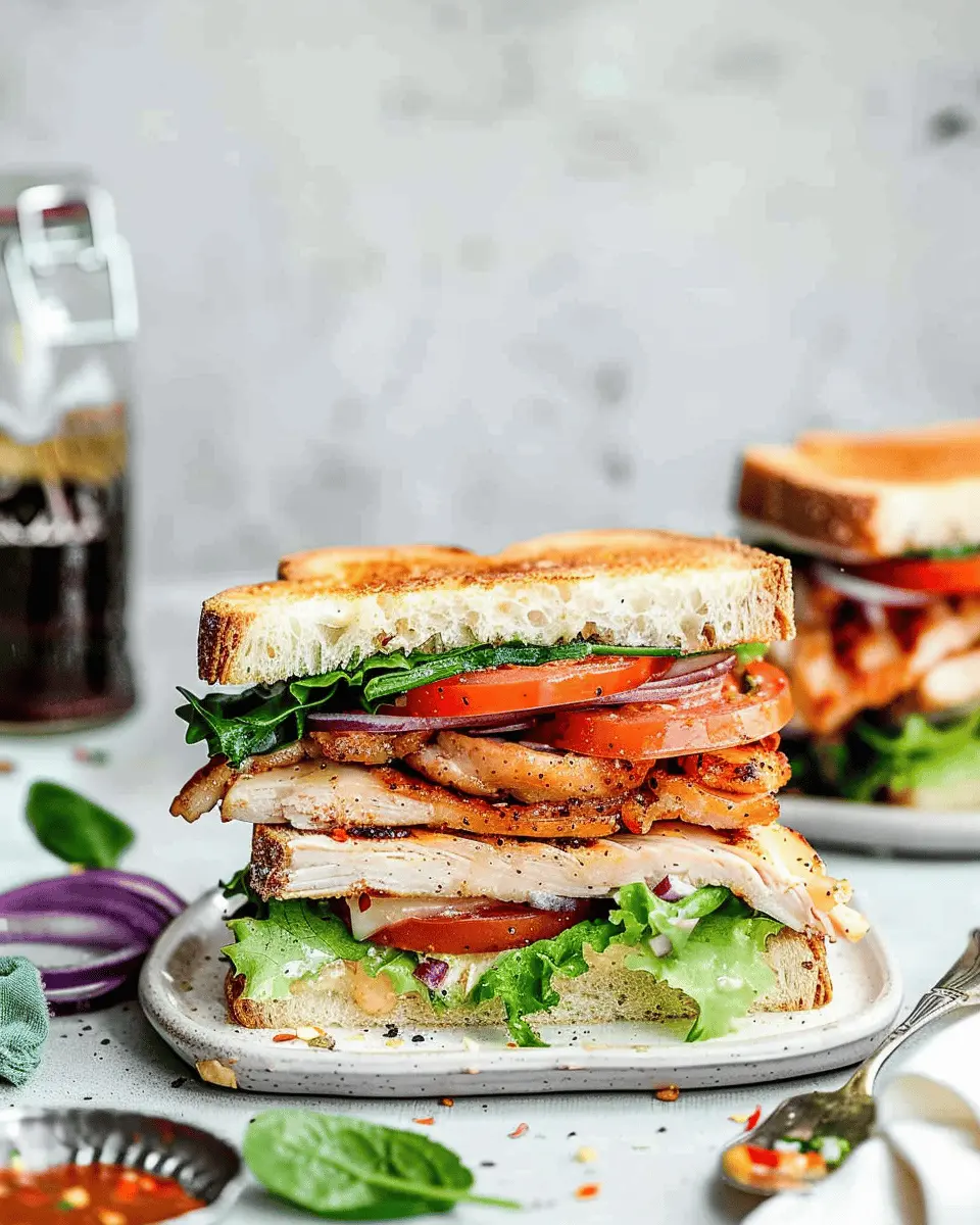 GARLIC BUTTER LETTUCE, TOMATO & GRILLED CHICKEN SANDWICH