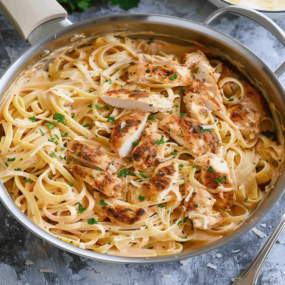 Creamy Cajun Chicken Linguine w/ Garlic Mozzarella Sauce