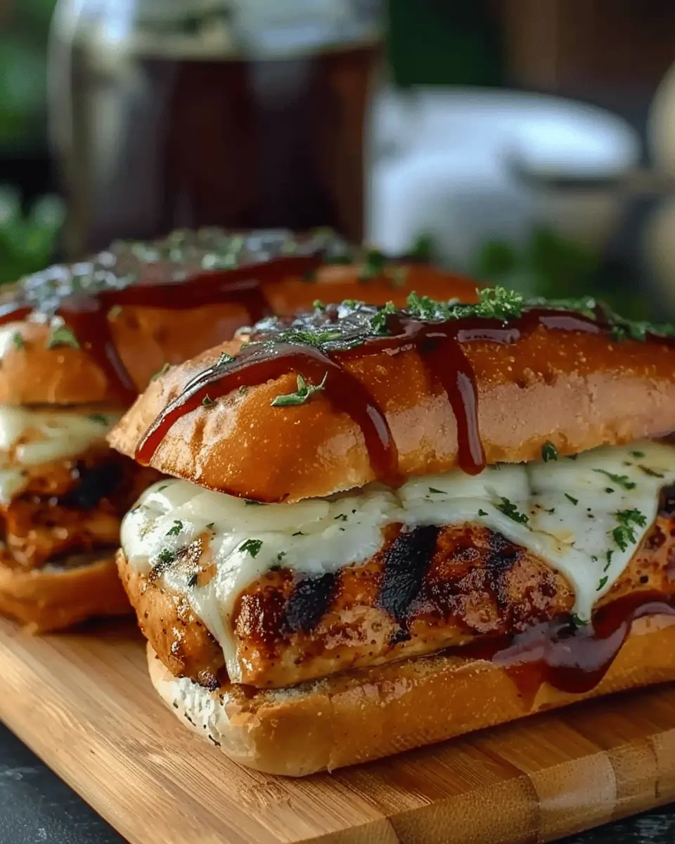 Grilled Mozzarella BBQ Chicken Sandwiches
