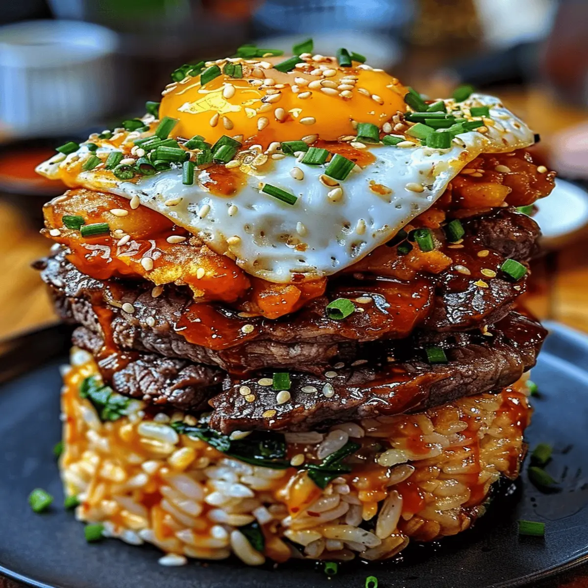 Korean BBQ Beef Rice Stack