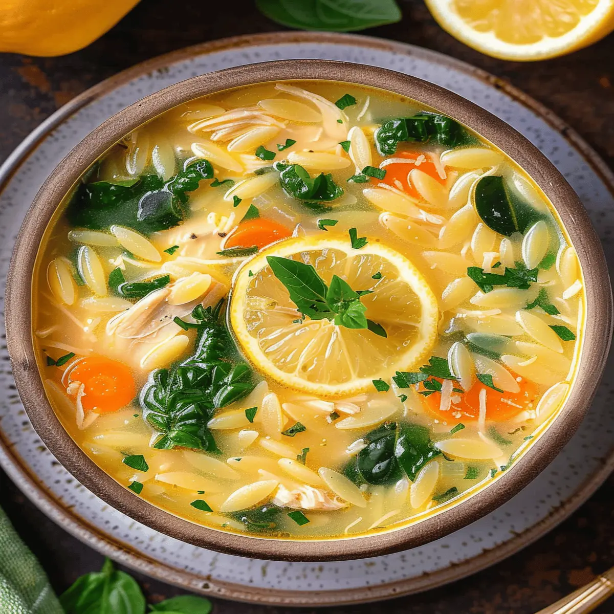Lemon Chicken Orzo Soup