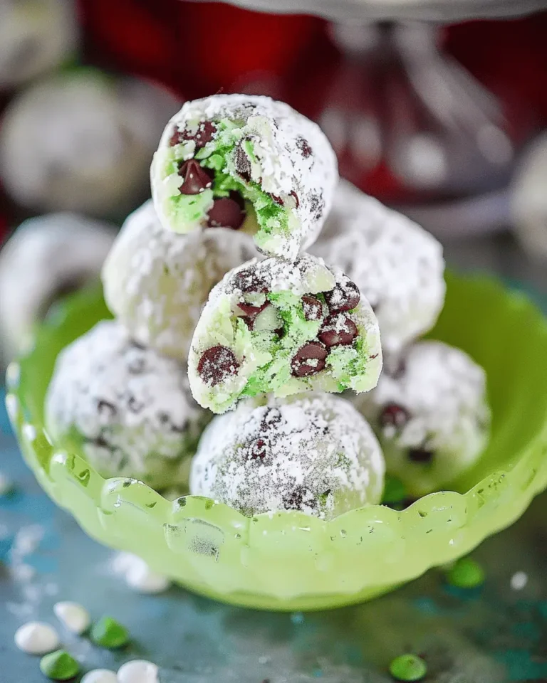 Mint Chocolate Chip Snowball Cookies