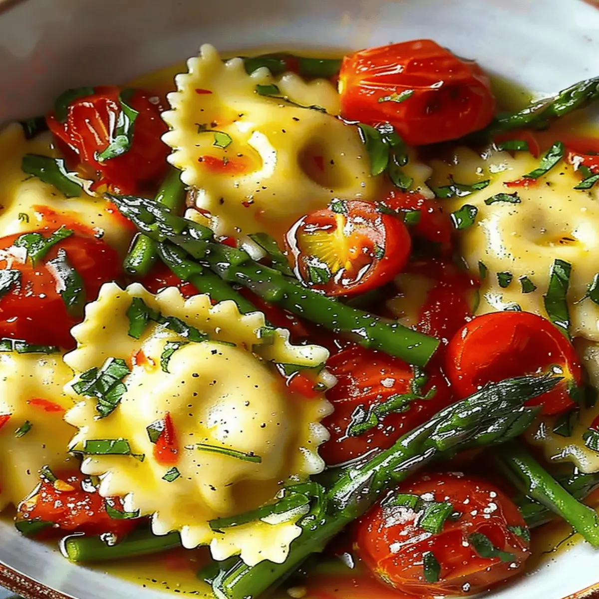Ravioli with Tomatoes and Asparagus