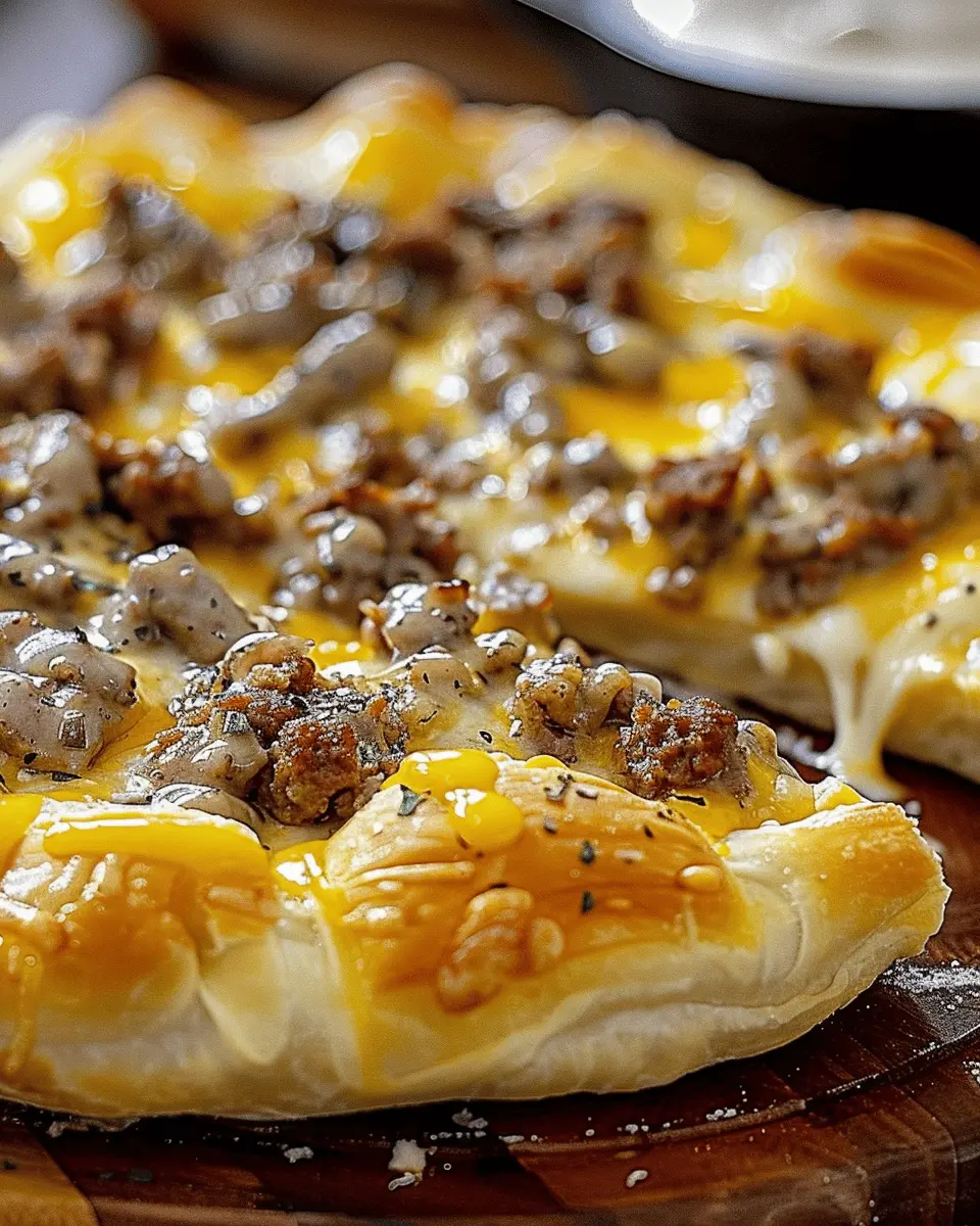 Sausage Gravy Crescent Roll Breakfast Pizza