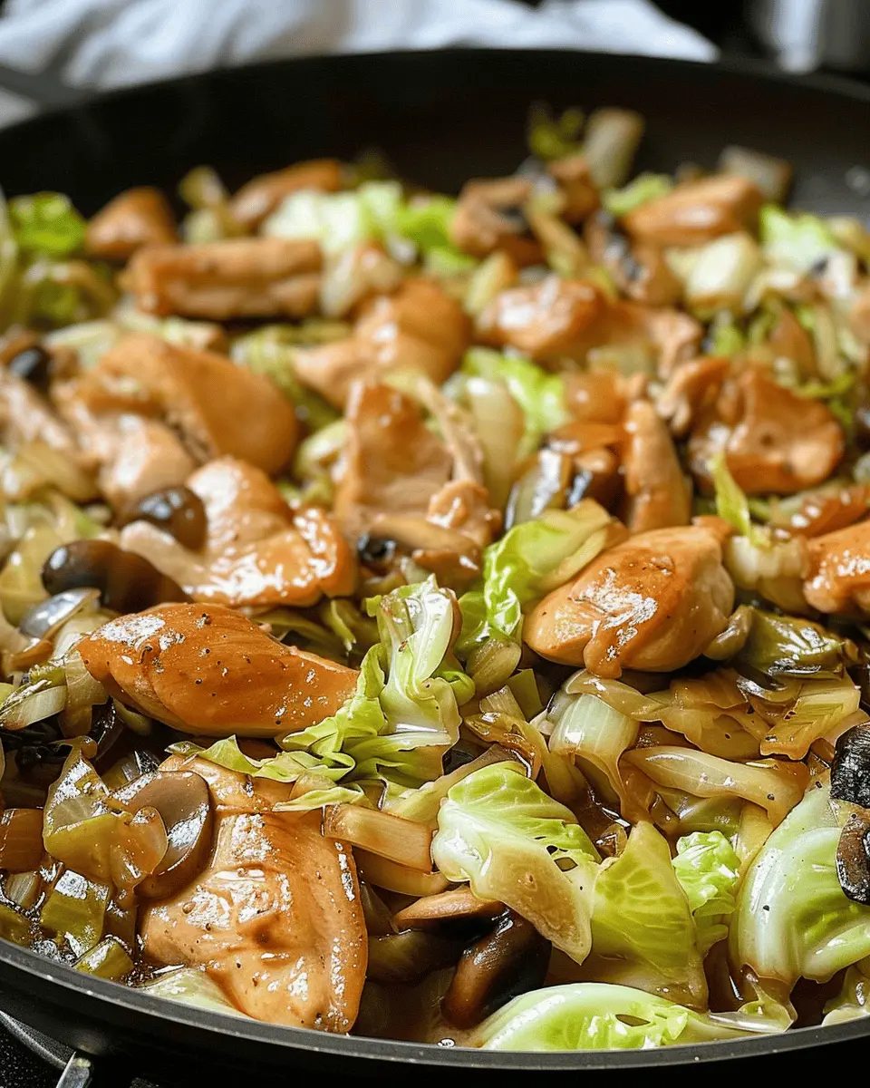 Sautéed Garlic Cabbage with Tender Chicken
