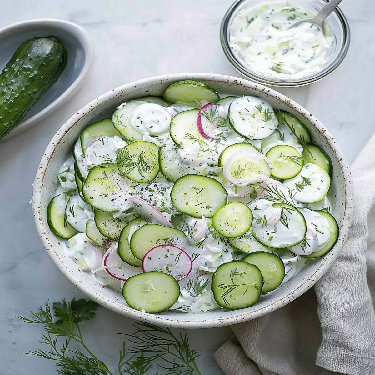 Sour Cream Cucumbers Salad