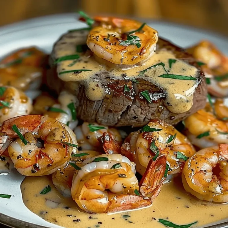 Steak in Creamy Cajun Shrimp Sauce (Surf & Turf)