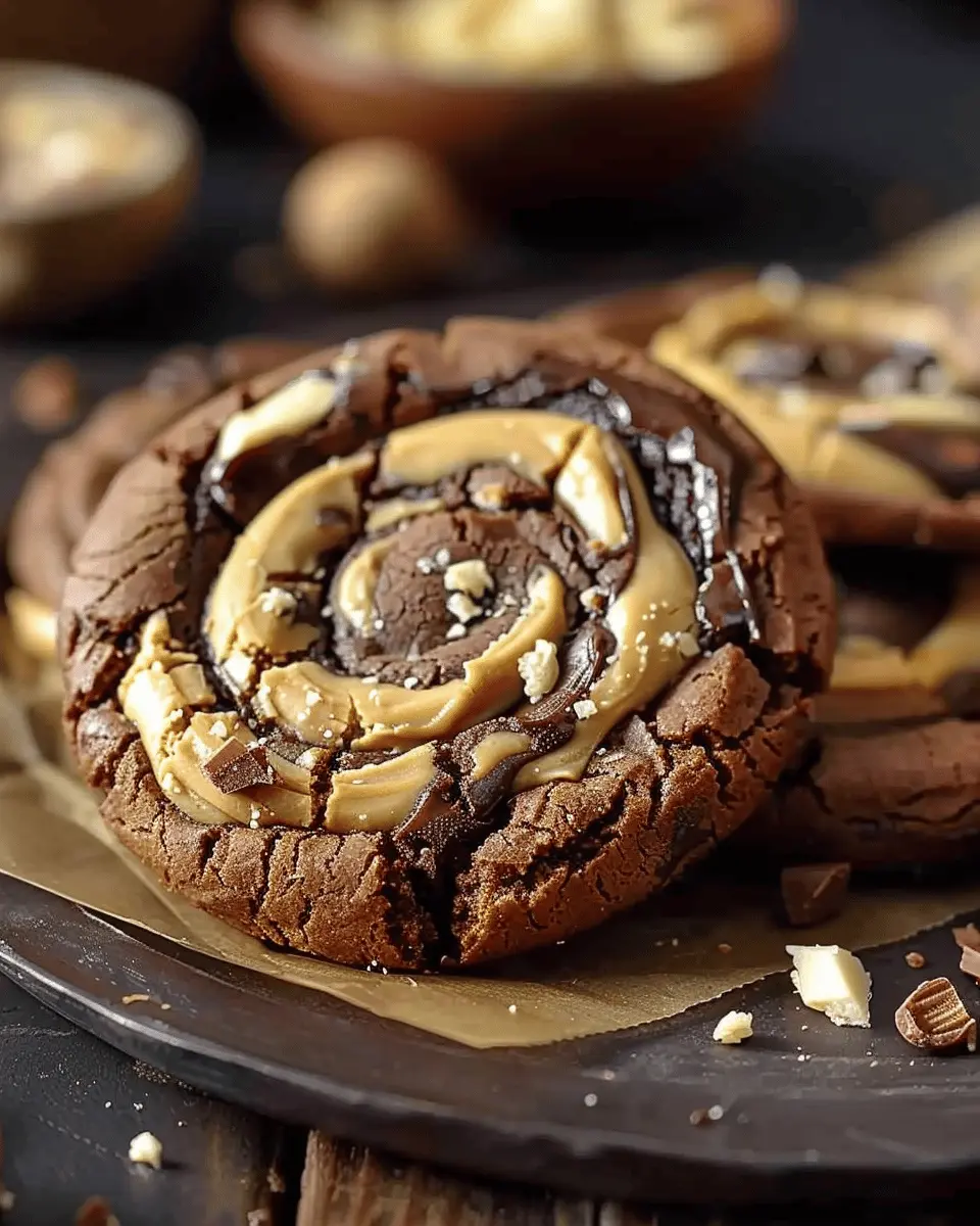 Swirled Brownie Cookies with a Peanut Butter Twist