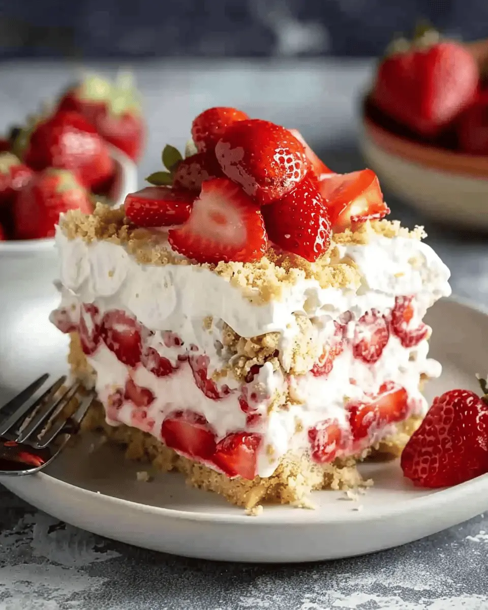 Tropical No-Bake Strawberry Split Cake
