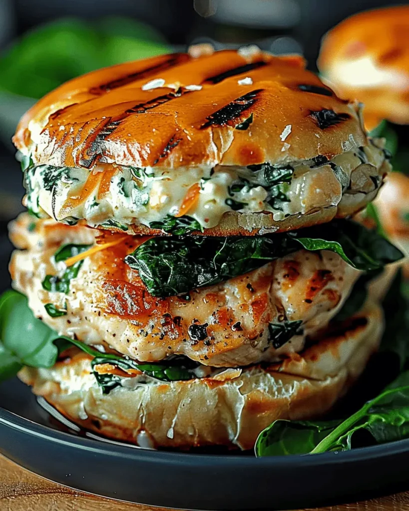White Cheddar and Spinach Chicken Burgers